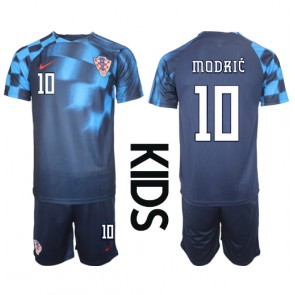 Chorwacja Luka Modric #10 Koszulka Wyjazdowych Dziecięca MŚ 2022 Krótki Rękaw (+ Krótkie spodenki)